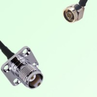 TNC Female 4 Hole Panel Mount to N Male Right Angle  RF Cable Assembly