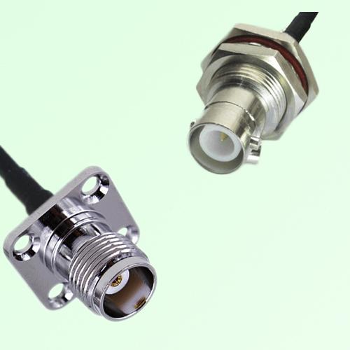 TNC Female Panel Mount to RP BNC Bulkhead Female  RF Cable Assembly