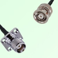 TNC Female 4 Hole Panel Mount to RP BNC Male  RF Cable Assembly