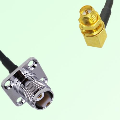 TNC Female Panel Mount to RP SMA Bulkhead Female RA  RF Cable Assembly