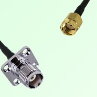 TNC Female 4 Hole Panel Mount to RP SMA Male  RF Cable Assembly