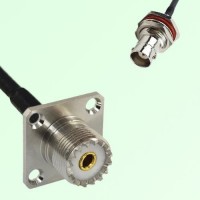 UHF Female Panel Mount to BNC Bulkhead Female  RF Cable Assembly