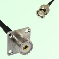 UHF Female 4 Hole Panel Mount to BNC Male  RF Cable Assembly