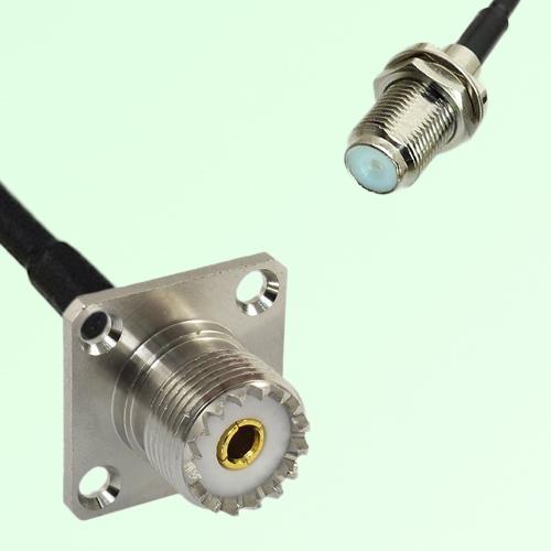 UHF Female 4 Hole Panel Mount to F Bulkhead Female RF Cable Assembly UHF Female 4 Hole Panel Mount to F Bulkhead Female RF Cable Assembly