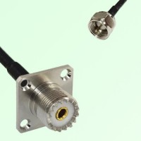 UHF Female 4 Hole Panel Mount to F Male  RF Cable Assembly