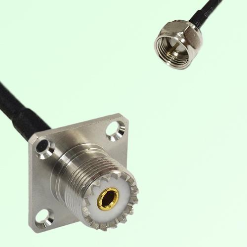 UHF Female 4 Hole Panel Mount to F Male RF Cable Assembly UHF Female 4 Hole Panel Mount to F Male RF Cable Assembly