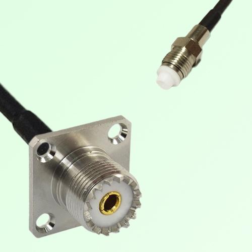 UHF Female 4 Hole Panel Mount to FME Female RF Cable Assembly UHF Female 4 Hole Panel Mount to FME Female RF Cable Assembly