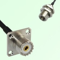 UHF Female 4 Hole Panel Mount to FME Bulkhead Male  RF Cable Assembly