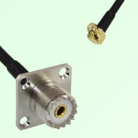 UHF Female 4 Hole Panel Mount to MCX Male RA  RF Cable Assembly