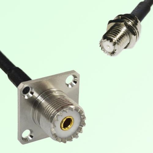 UHF Female Panel Mount to Mini UHF Bulkhead Female  RF Cable Assembly