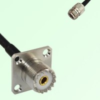 UHF Female 4 Hole Panel Mount to N Female  RF Cable Assembly