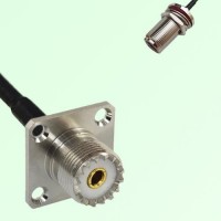 UHF Female 4 Hole Panel Mount to N Bulkhead Female  RF Cable Assembly