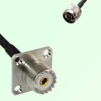 UHF Female 4 Hole Panel Mount to N Male  RF Cable Assembly