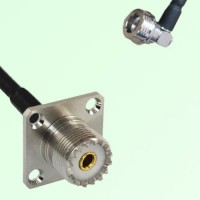 UHF Female 4 Hole Panel Mount to QN Male RA RF Cable Assembly UHF Female 4 Hole Panel Mount to QN Male RA RF Cable Assembly