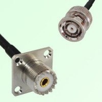 UHF Female 4 Hole Panel Mount to RP BNC Male  RF Cable Assembly