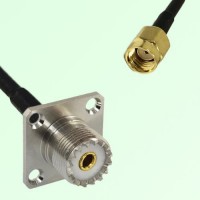 UHF Female 4 Hole Panel Mount to RP SMA Male  RF Cable Assembly