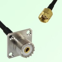UHF Female 4 Hole Panel Mount to RP SMA Male RF Cable Assembly UHF Female 4 Hole Panel Mount to RP SMA Male RF Cable Assembly