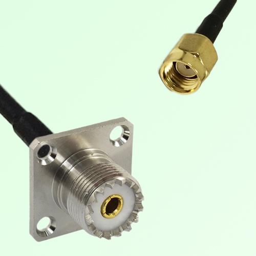 UHF Female 4 Hole Panel Mount to RP SMA Male RF Cable Assembly UHF Female 4 Hole Panel Mount to RP SMA Male RF Cable Assembly