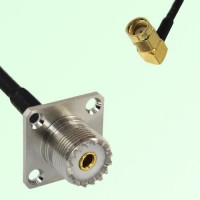 UHF Female 4 Hole Panel Mount to RP SMA Male RA  RF Cable Assembly