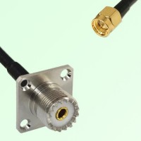 UHF Female 4 Hole Panel Mount to SMA Male  RF Cable Assembly