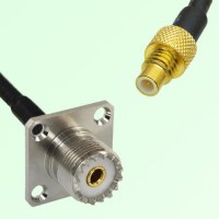 UHF Female 4 Hole Panel Mount to SMC Male  RF Cable Assembly