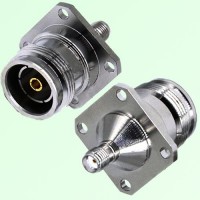 4 Hole Flange Mount 4.3/10 DIN Female to SMA Female Adapter 4 Hole Flange Mount 4.3/10 DIN Female to SMA Female Adapter