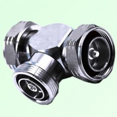 T Type 7/16 DIN Female Jack to Two 7/16 DIN Male Plug Adapter