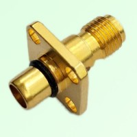 4 Hole Panel Mount BMA Male Plug to SMA Female Jack Adapter