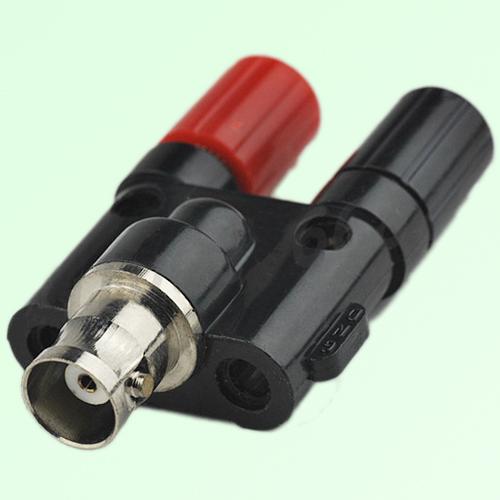 Y Type BNC Female Jack to Two Banana Female Jack Adapter