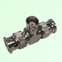 T Type BNC Female Jack to Two BNC Male Plug Adapter