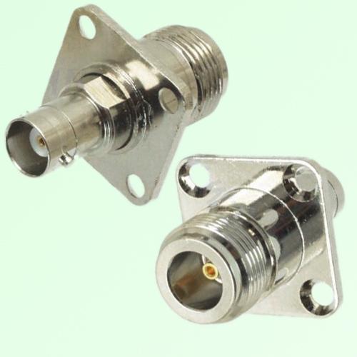 4 Hole Panel Mount BNC Female Jack to N Female Jack Adapter