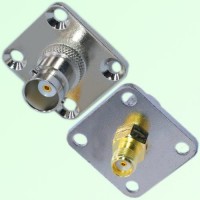 4 Hole Panel Mount BNC Female Jack to SMA Female Jack Adapter