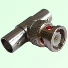 T Type BNC Male Plug to Two BNC Female Jack Adapter