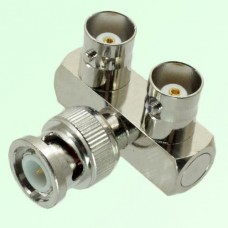 Y Type Right Angle BNC Male Plug to Two BNC Female Jack Adapter