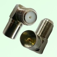 Right Angle F Female Jack to DVB-T TV PAL Male Plug Adapter