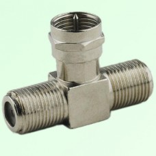 T Type F Male Plug to Two F Female Jack Adapter