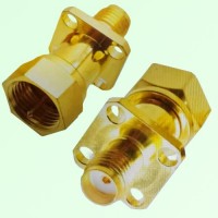 4 Hole Panel Mount F Male to SMA Female Adapter