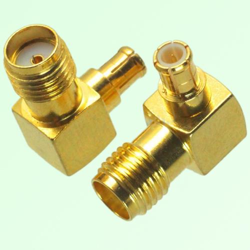 Right Angle MCX Male Plug to SMA Female Jack Adapter Right Angle MCX Male Plug to SMA Female Jack Adapter
