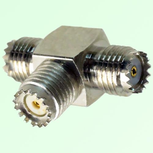 T Type Three Mini UHF Female Adapter Mini UHF to Mini UHF to Mini UHF T Type Three Mini UHF Female Adapter Mini UHF to Mini UHF to Mini UHF