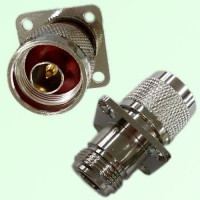 4 Hole Panel Mount N Female Jack to N Male Plug Adapter