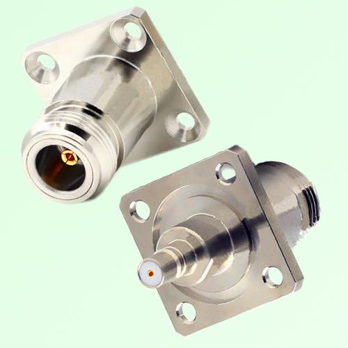 4 Hole Panel Mount N Female Jack to QMA Female Jack Adapter 4 Hole Panel Mount N Female Jack to QMA Female Jack Adapter