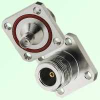 4 Hole Panel Mount With O-ring N Female Jack to SMA Female Jack Adapter 4 Hole Panel Mount With O-ring N Female Jack to SMA Female Jack Adapter