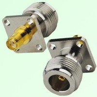 4 Hole Panel Mount N Female Jack to SMA Female Jack Adapter