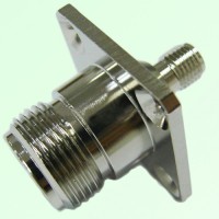 4 Hole Panel Mount N Female Jack to SMA Female Jack Adapter