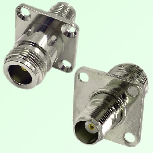 4 Hole Panel Mount N Female Jack to TNC Female Jack Adapter 4 Hole Panel Mount N Female Jack to TNC Female Jack Adapter