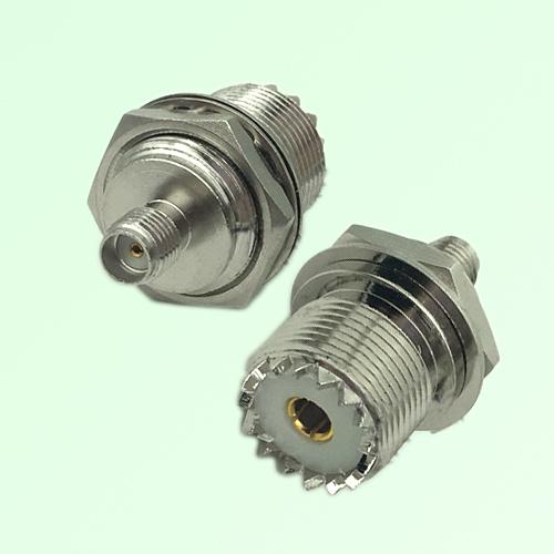 RF Adapter SMA Bulkhead Female to UHF SO239 Female Jack RF Adapter SMA Bulkhead Female to UHF SO239 Female Jack