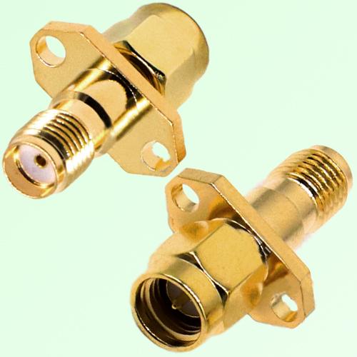 2 Hole Panel Mount SMA Female Jack to SMA Male Plug Adapter 2 Hole Panel Mount SMA Female Jack to SMA Male Plug Adapter