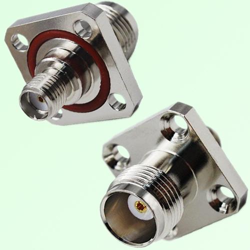 4 Hole Panel Mount With O-ring SMA Female to TNC Female Adapter 4 Hole Panel Mount With O-ring SMA Female to TNC Female Adapter