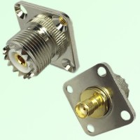 4 Hole Panel Mount SMA Female Jack to UHF SO239 Female Jack Adapter
