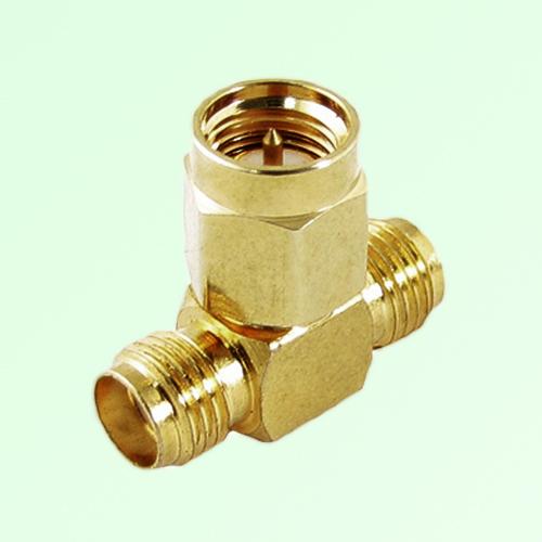 T Type SMA Male Plug to Two SMA Female Jack Adapter